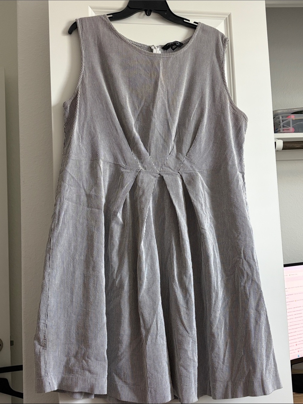Sharagano Sleeveless Black & White  Pinstripe Dress